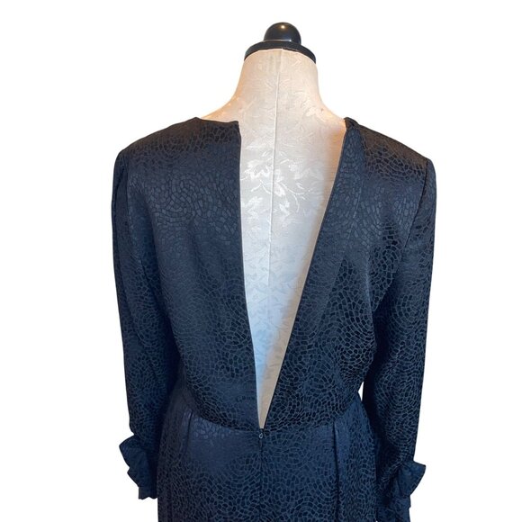 Carolina Herrera Womens Dress Size S Black Jacquard Ruffle Trim Vintage - Picture 15 of 16